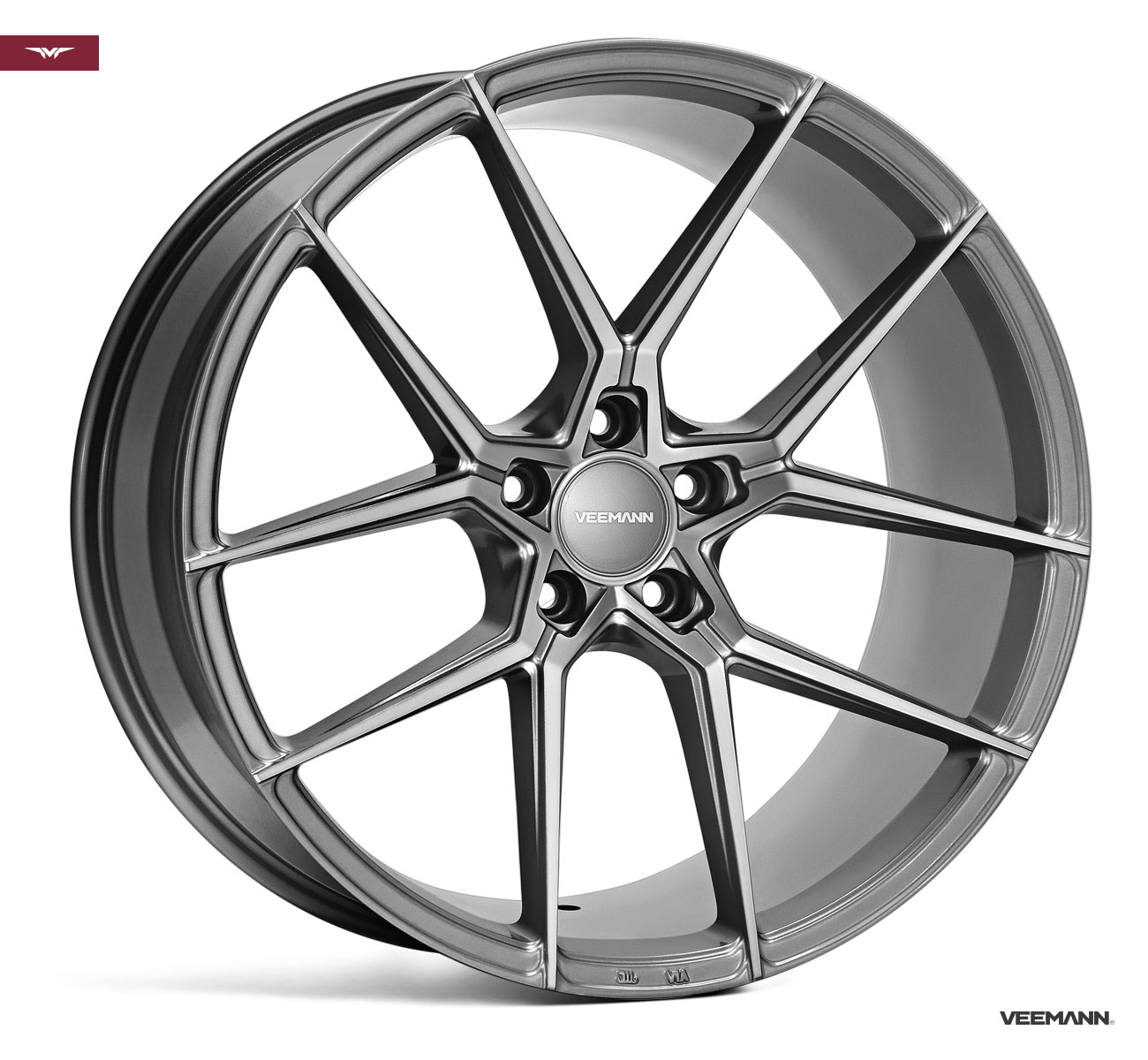 NEW 20  VEEMANN V FS39 ALLOY WHEELS IN GLOSS GRAPHITE WITH WIDER 10  REAR